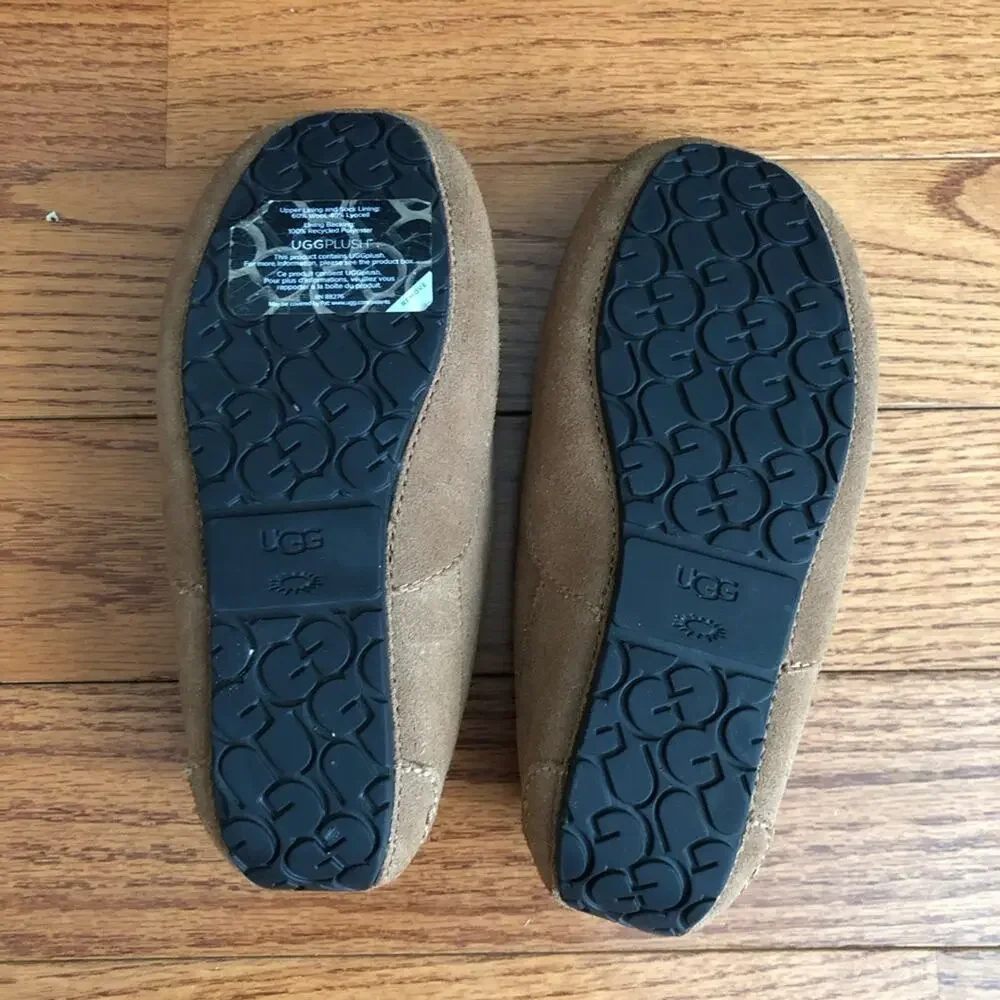 UGG Kids Ascot Chestnut Suede Slip-On Moccasin Slippers Little Boy’s Size 2